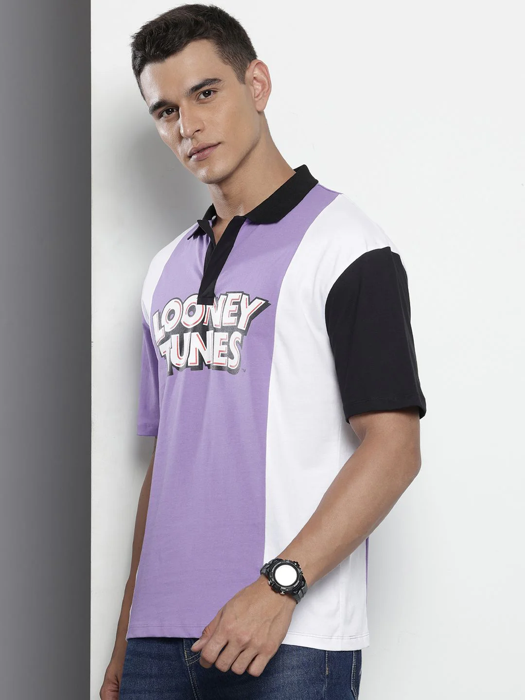Men's Purple Boxy Fit Character Bugs Bunny Printed T-Shirt - Image 2