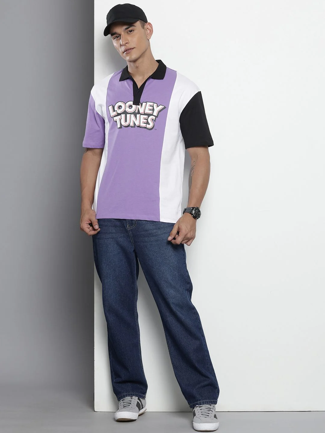 Men's Purple Boxy Fit Character Bugs Bunny Printed T-Shirt - Image 3