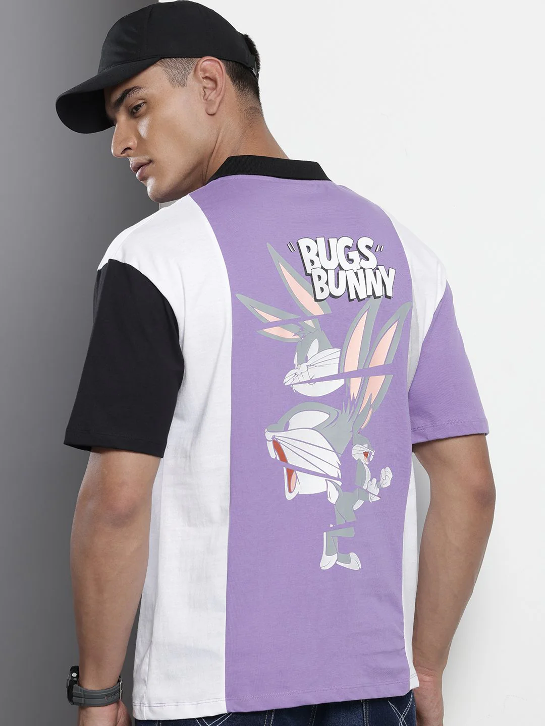 Men's Purple Boxy Fit Character Bugs Bunny Printed T-Shirt - Image 4
