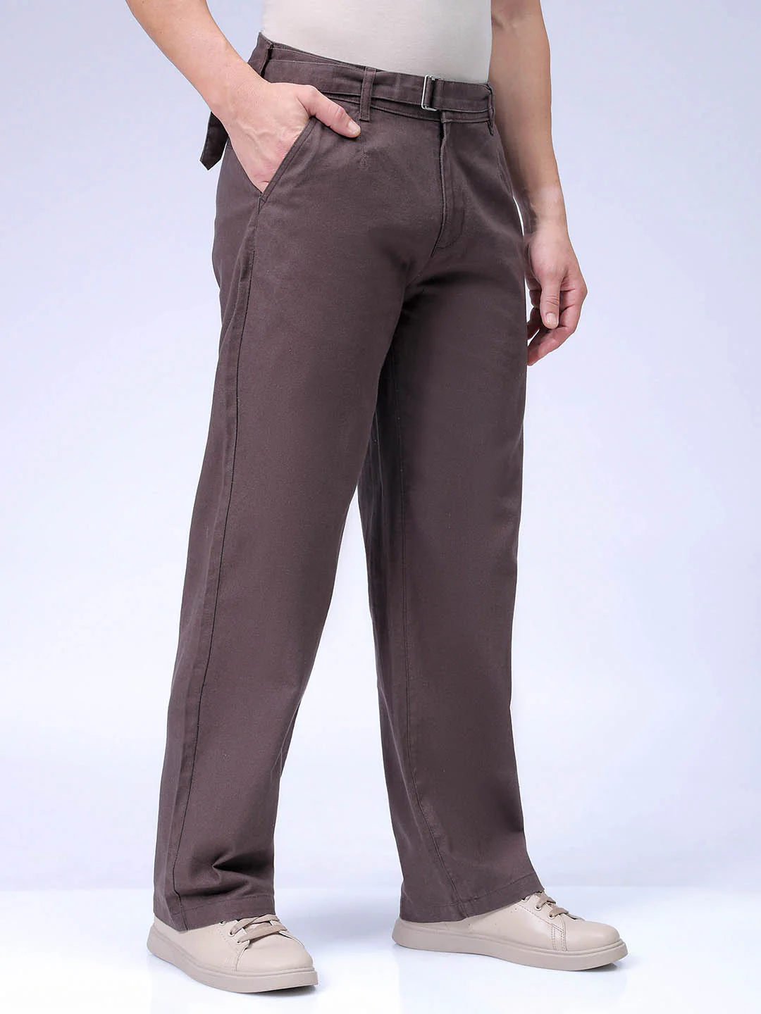 Men's Chocolate Torte Regular Fit Solid Casual Trouser - Image 4