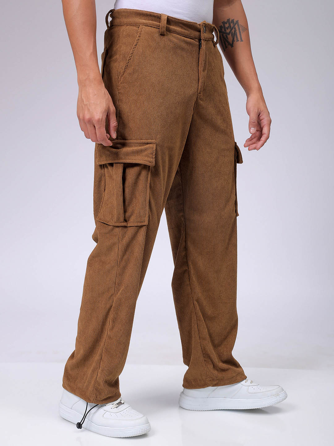 Men's Tobacco Baggy Fit Textured Utility Cargo - Image 4