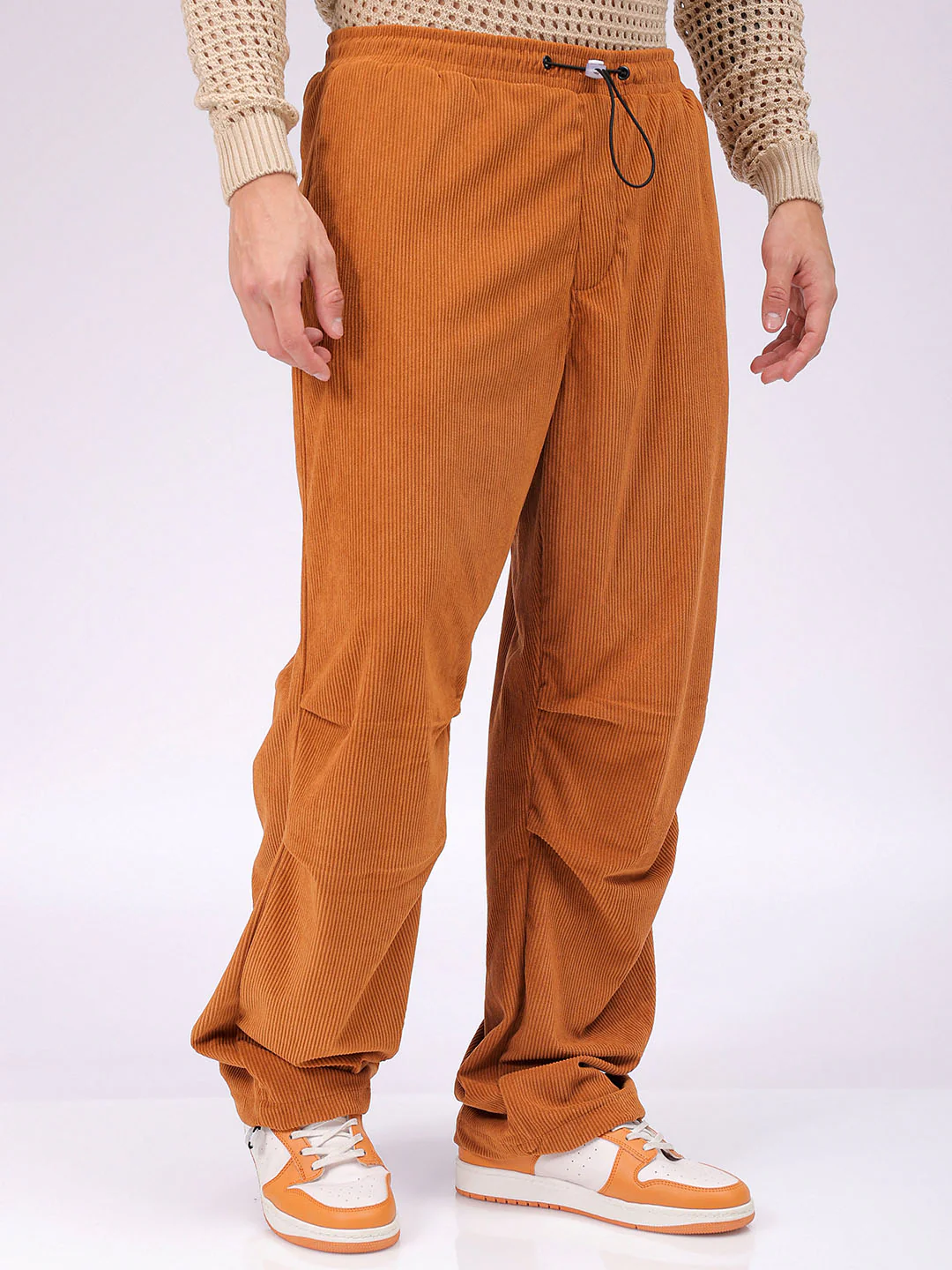 Men's Tan Baggy Fit Textured Athletic  Jogger - Image 4