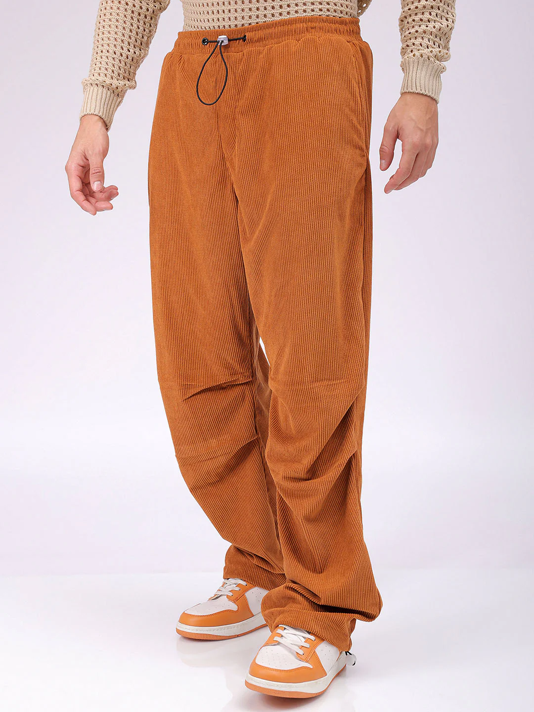 Men's Tan Baggy Fit Textured Athletic  Jogger - Image 5