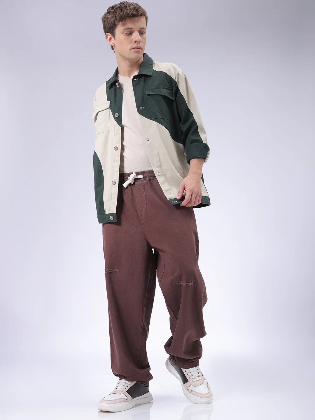 Men's Choco Loose Fit Solid Street Wear Jeans - Image 2