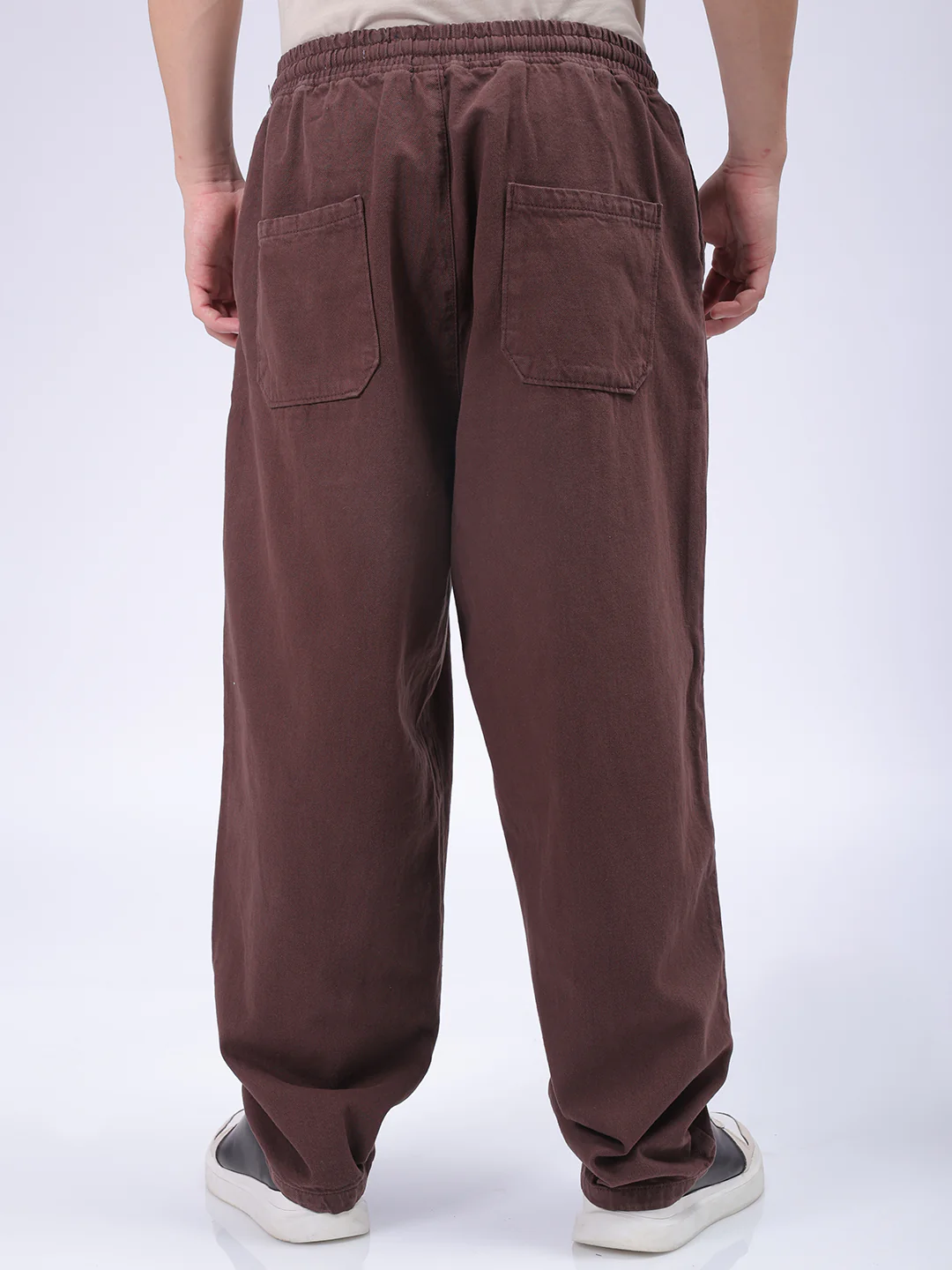 Men's Choco Loose Fit Solid Street Wear Jeans - Image 4