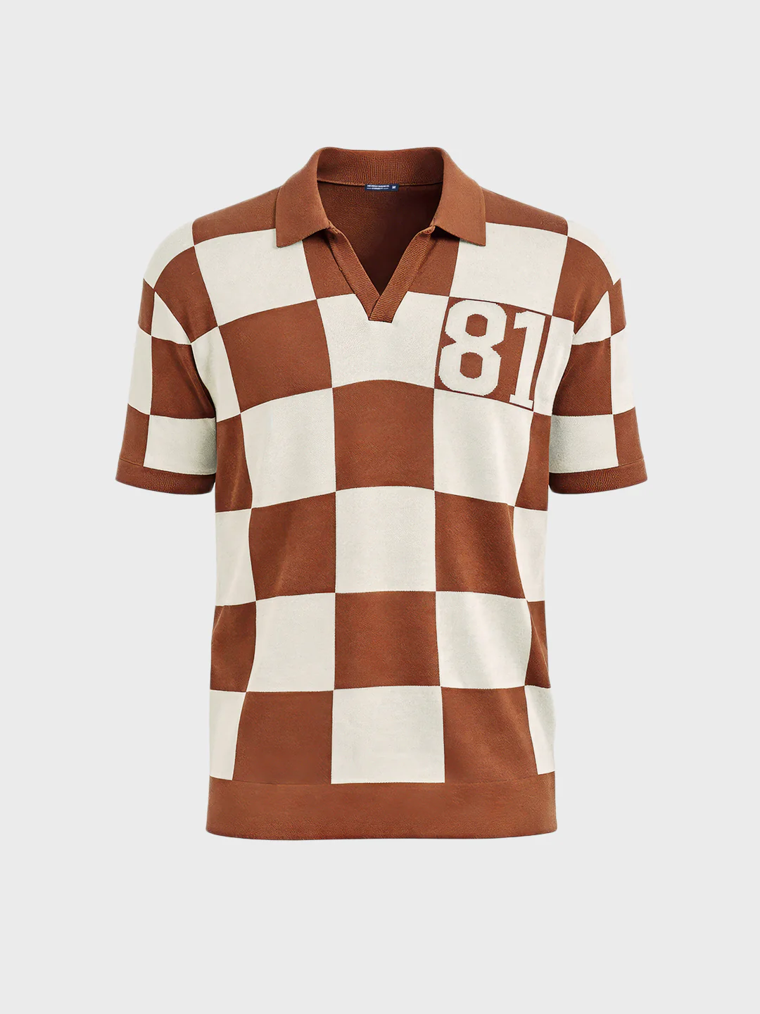 Men's Brown Oversized Fit Textured Flat Knit T-Shirt - Image 4