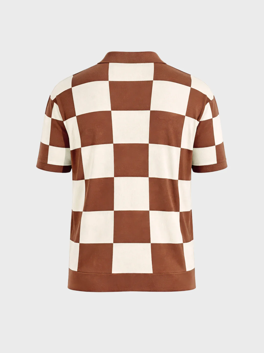 Men's Brown Oversized Fit Textured Flat Knit T-Shirt - Image 5