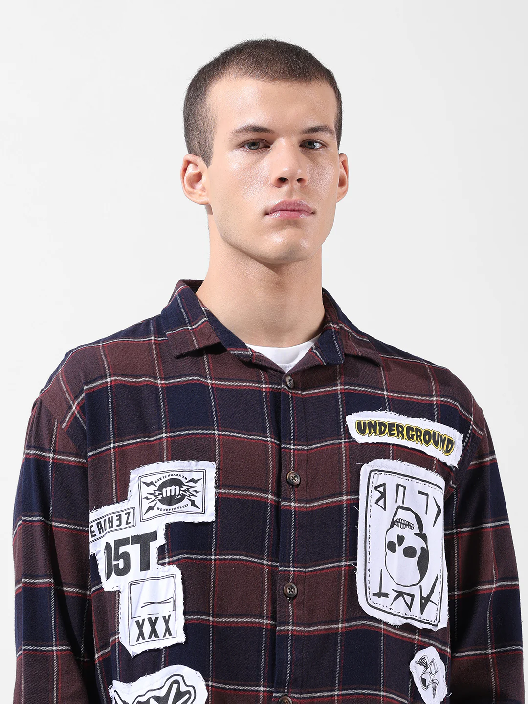 Men's Brown Relaxed Fit Patched Street Wear Shirt - Image 6