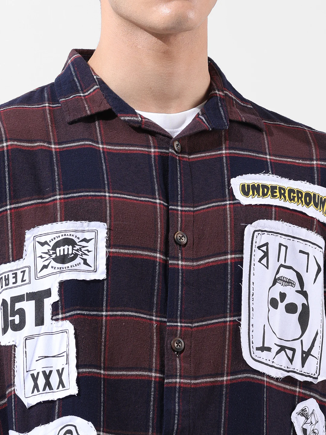 Men's Brown Relaxed Fit Patched Street Wear Shirt - Image 7