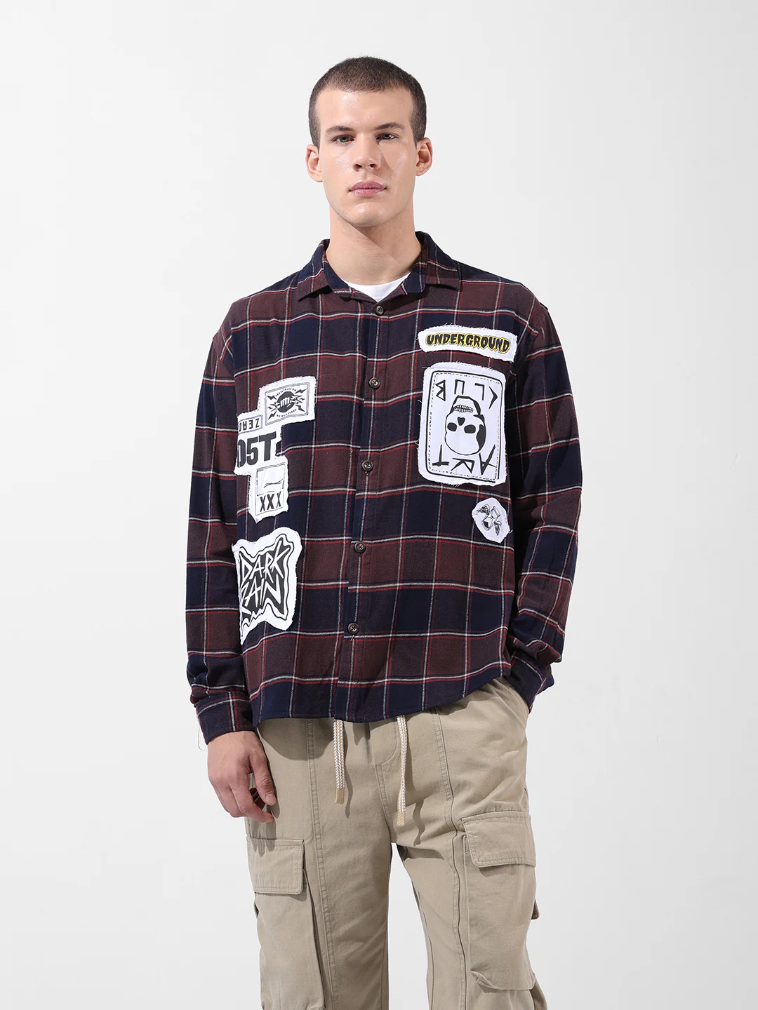 Men's Brown Relaxed Fit Patched Street Wear Shirt - Image 8
