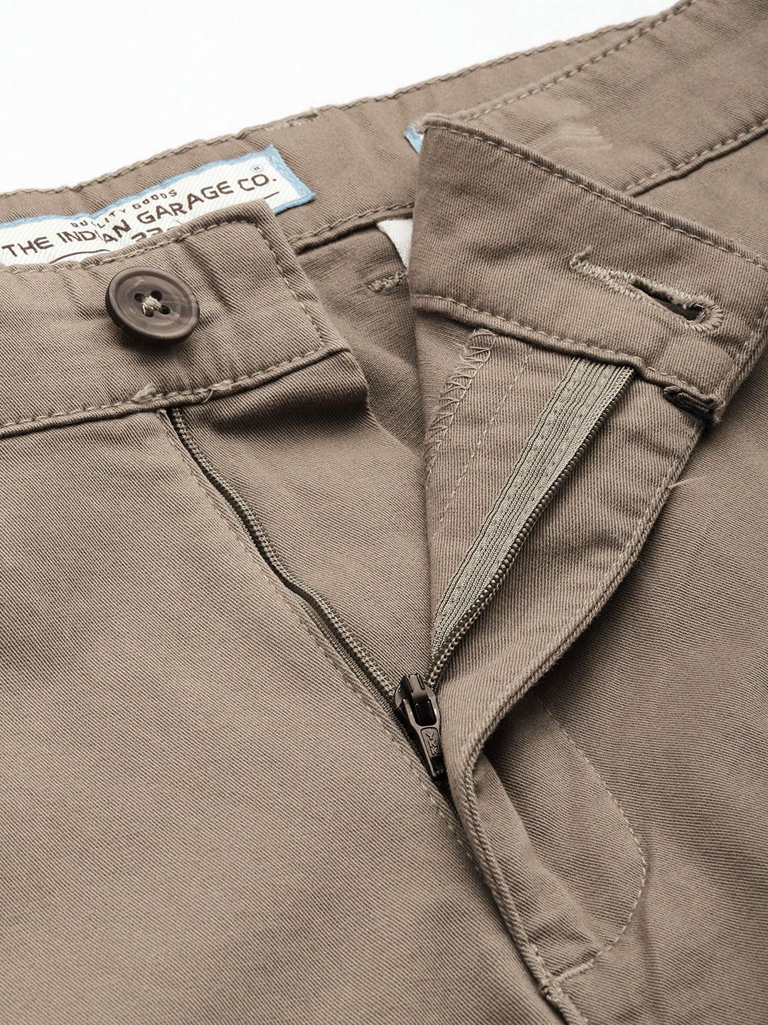 Men's Taupe Regular Fit Solid Casual Shorts - Image 7