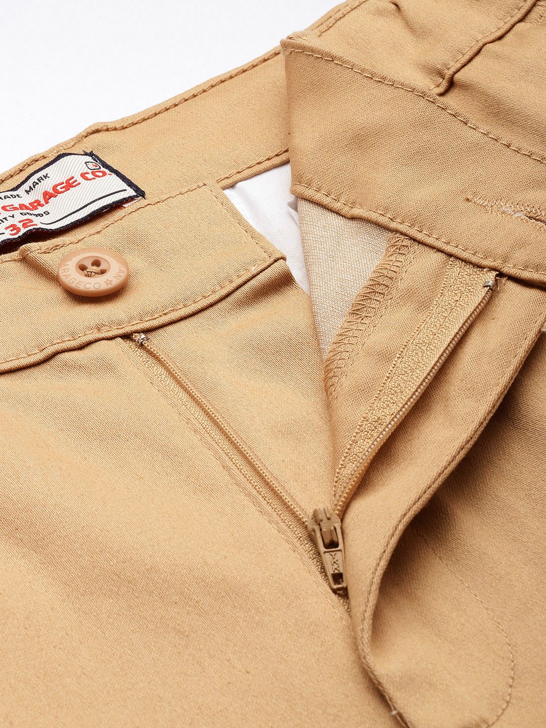 Men's Tan Regular Fit Solid Casual Shorts - Image 5