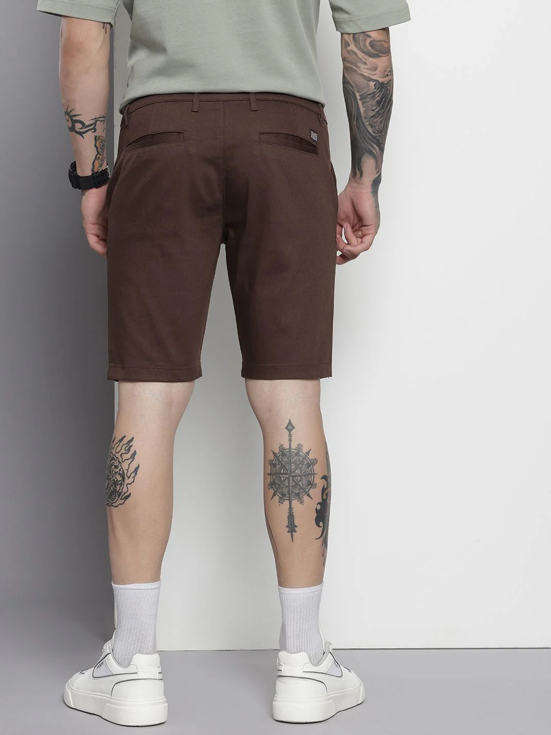 Men's Seal Brown Regular Fit Solid Casual Shorts - Image 3