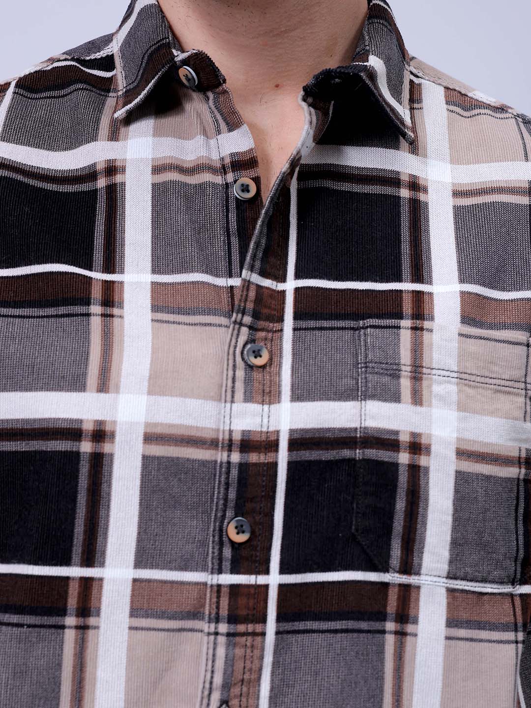 Men's Brown Regular Fit Solid Casual Shirt - Image 3