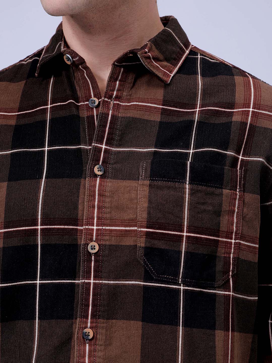 Men's Brown Regular Fit Solid Casual Shirt - Image 3