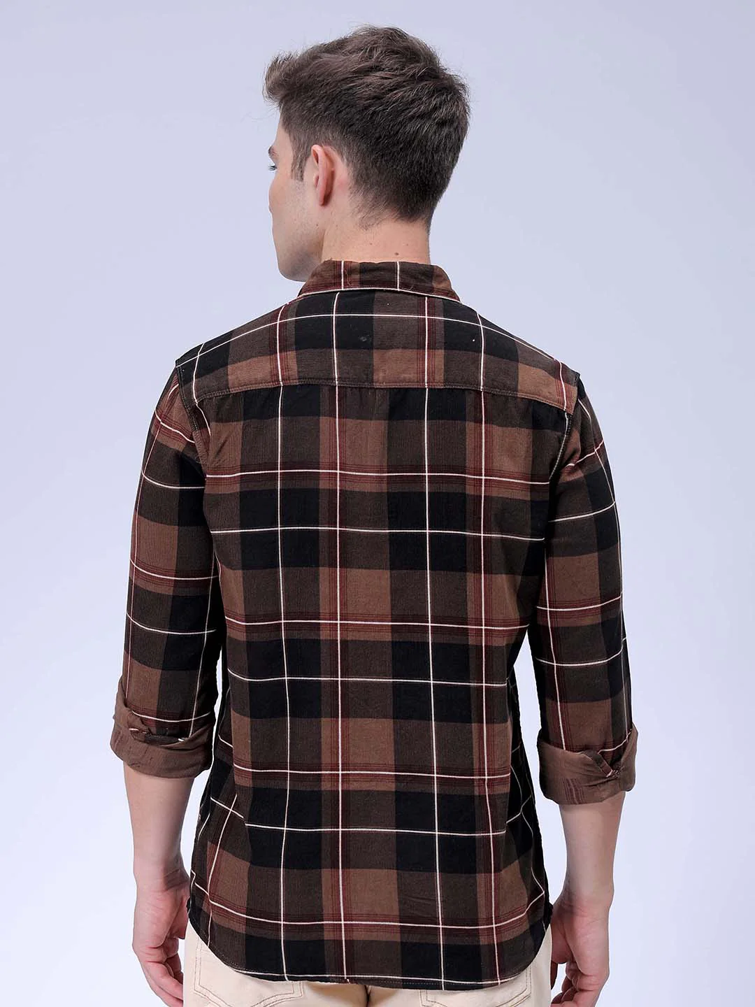 Men's Brown Regular Fit Solid Casual Shirt - Image 6