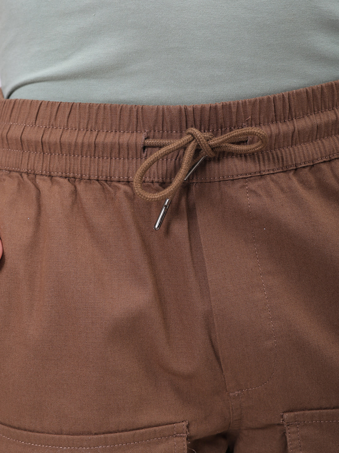 Men's Coffee Brown Regular Fit Solid Utility Cargo - Image 6