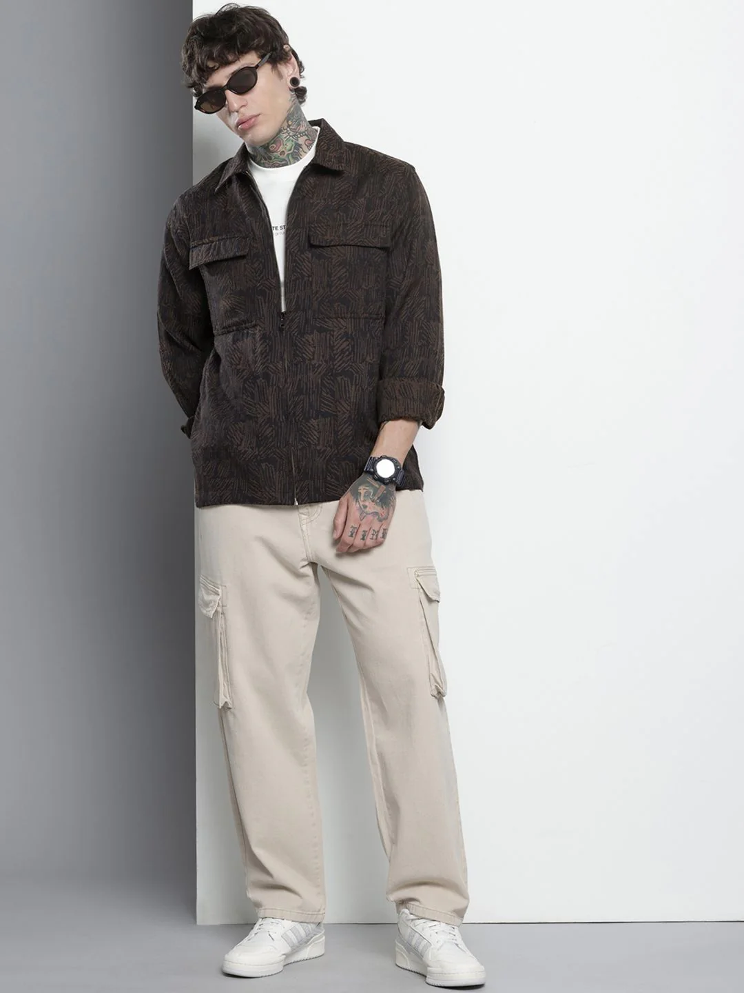 Men's Brown Regular Fit Textured Casual Shirt - Image 5