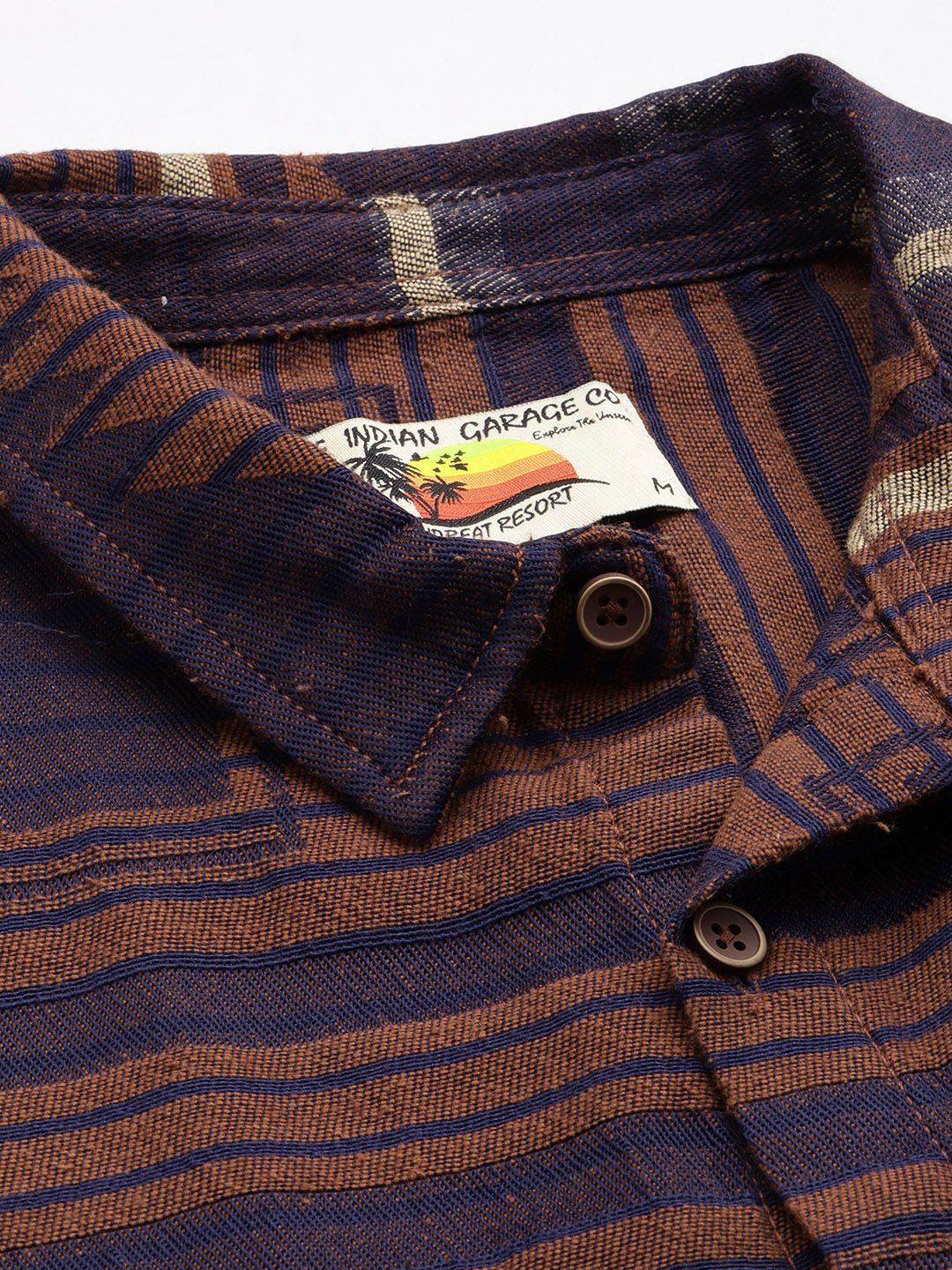 Men's Brown Relaxed Fit Geometric Print Bohemian Printed Shirt - Image 5