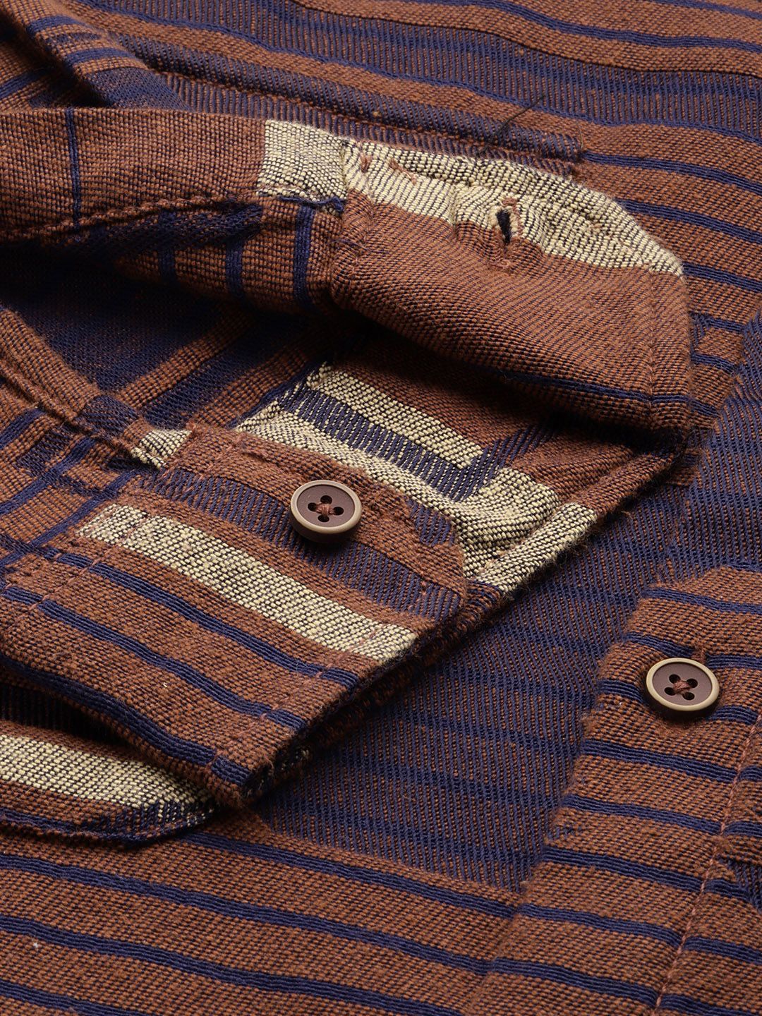 Men's Brown Relaxed Fit Geometric Print Bohemian Printed Shirt - Image 6