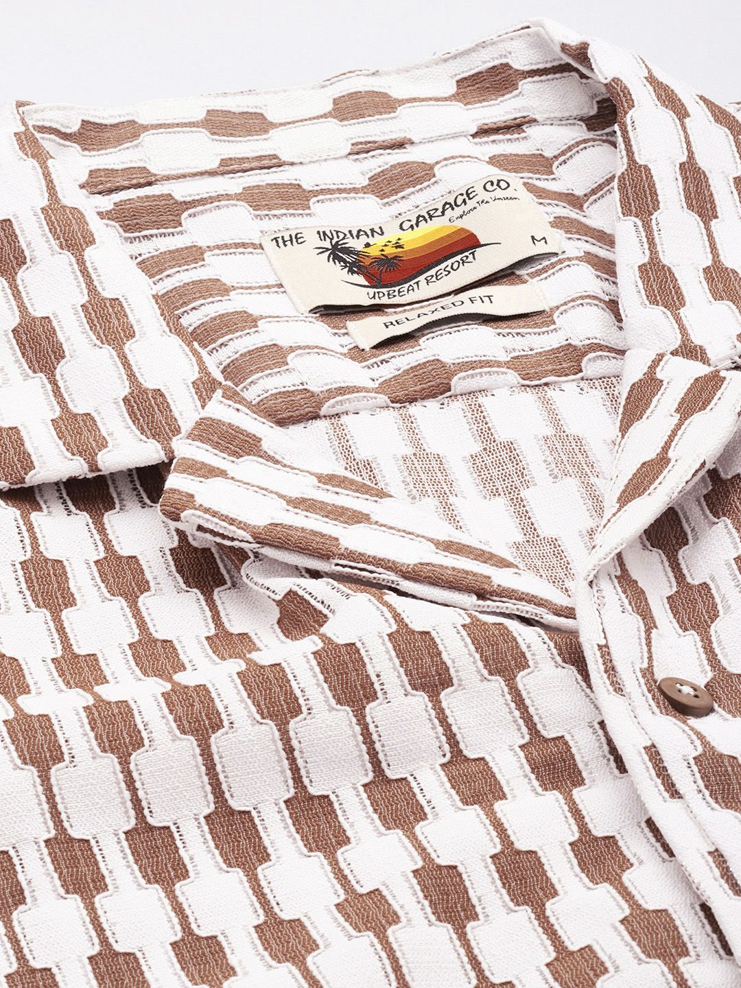 Men's Brown Relaxed Fit Solid Resort Wear Shirt - Image 5