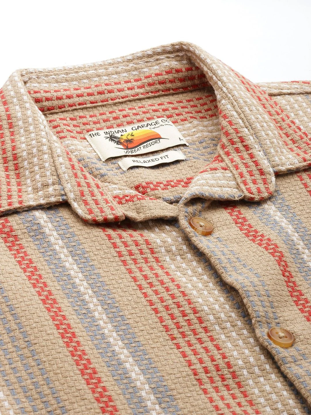 Men's Brown Relaxed Fit Striped Casual Shirt - Image 6