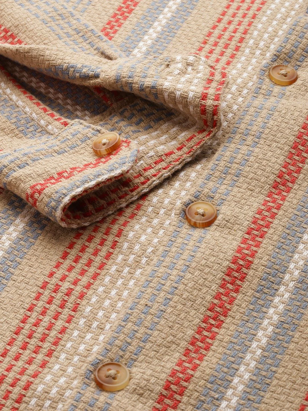 Men's Brown Relaxed Fit Striped Casual Shirt - Image 7