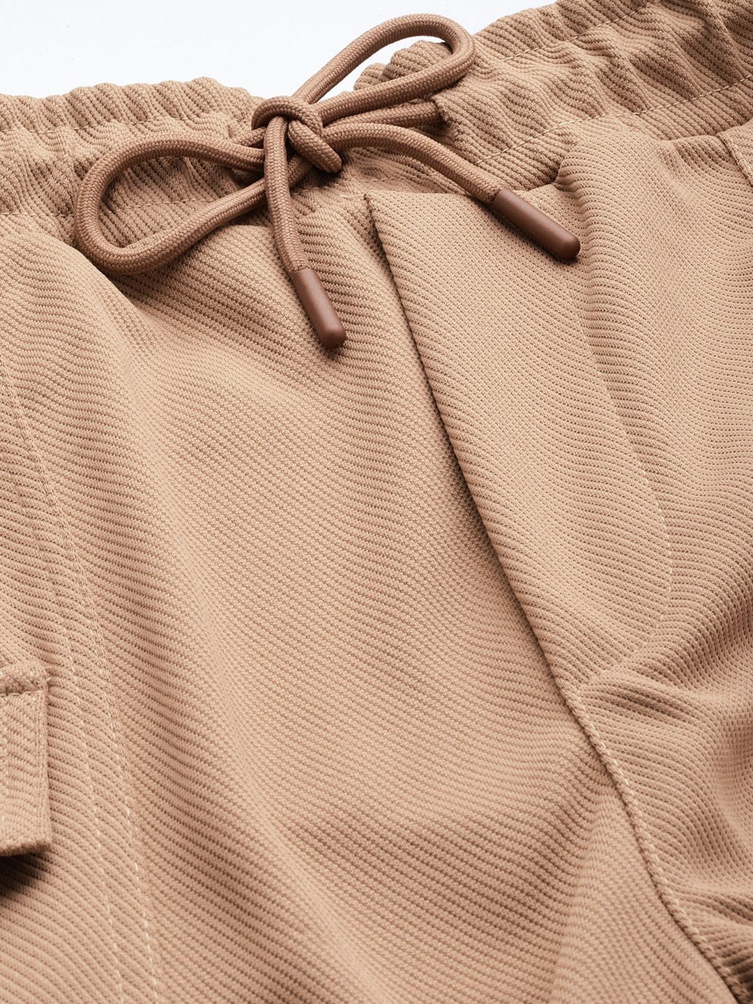 Men's Tan Relaxed Fit Textured Street Wear Jogger - Image 5