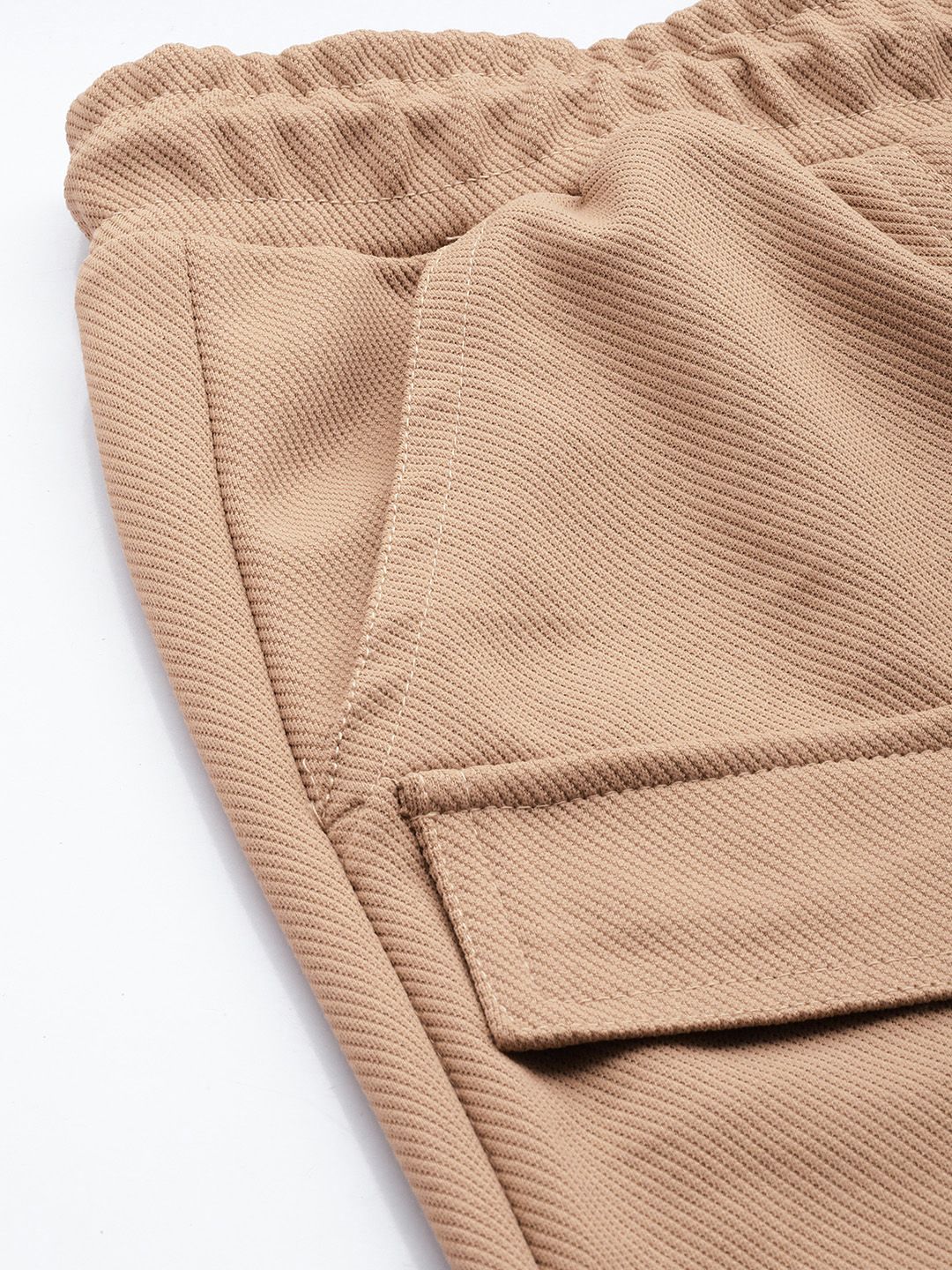 Men's Tan Relaxed Fit Textured Street Wear Jogger - Image 6