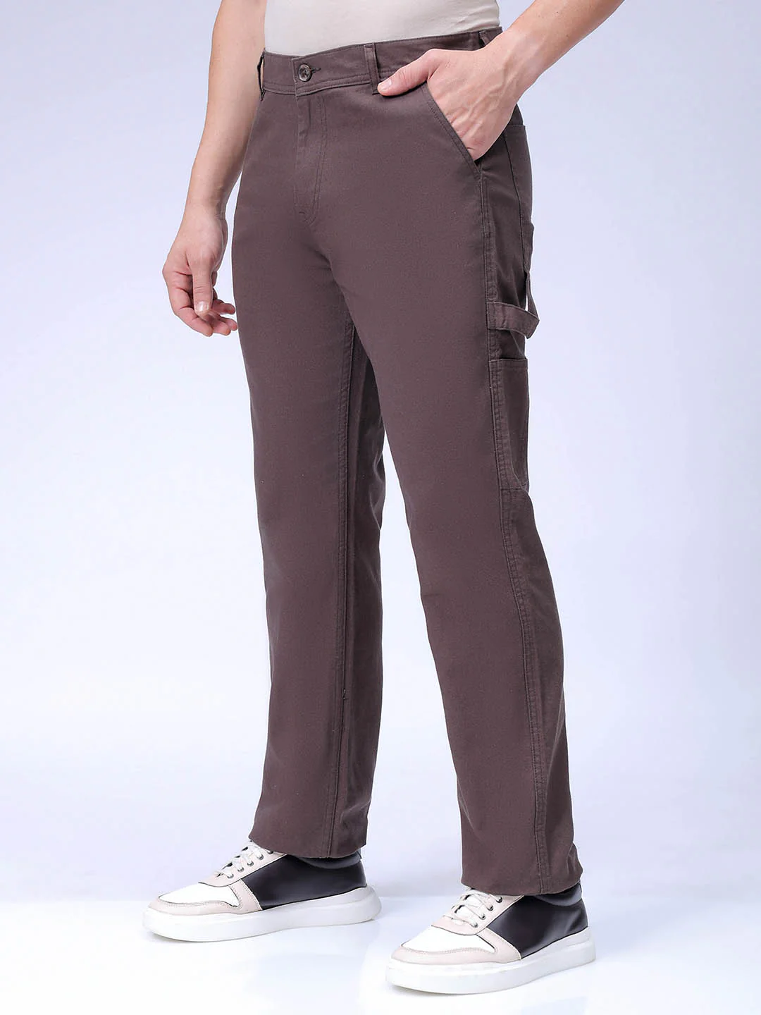 Men's Chocolate Torte Relaxed Fit Solid Casual Trouser - Image 2