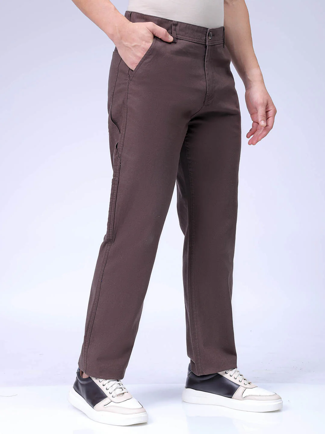 Men's Chocolate Torte Relaxed Fit Solid Casual Trouser - Image 3