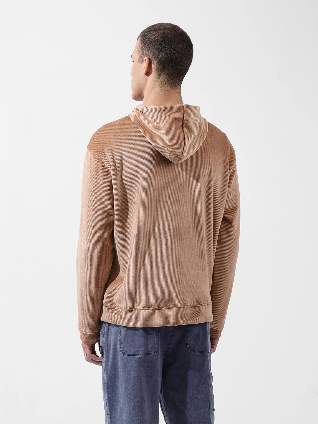 Men's Taupe Regular Fit Textured Casual Sweatshirts - Image 10