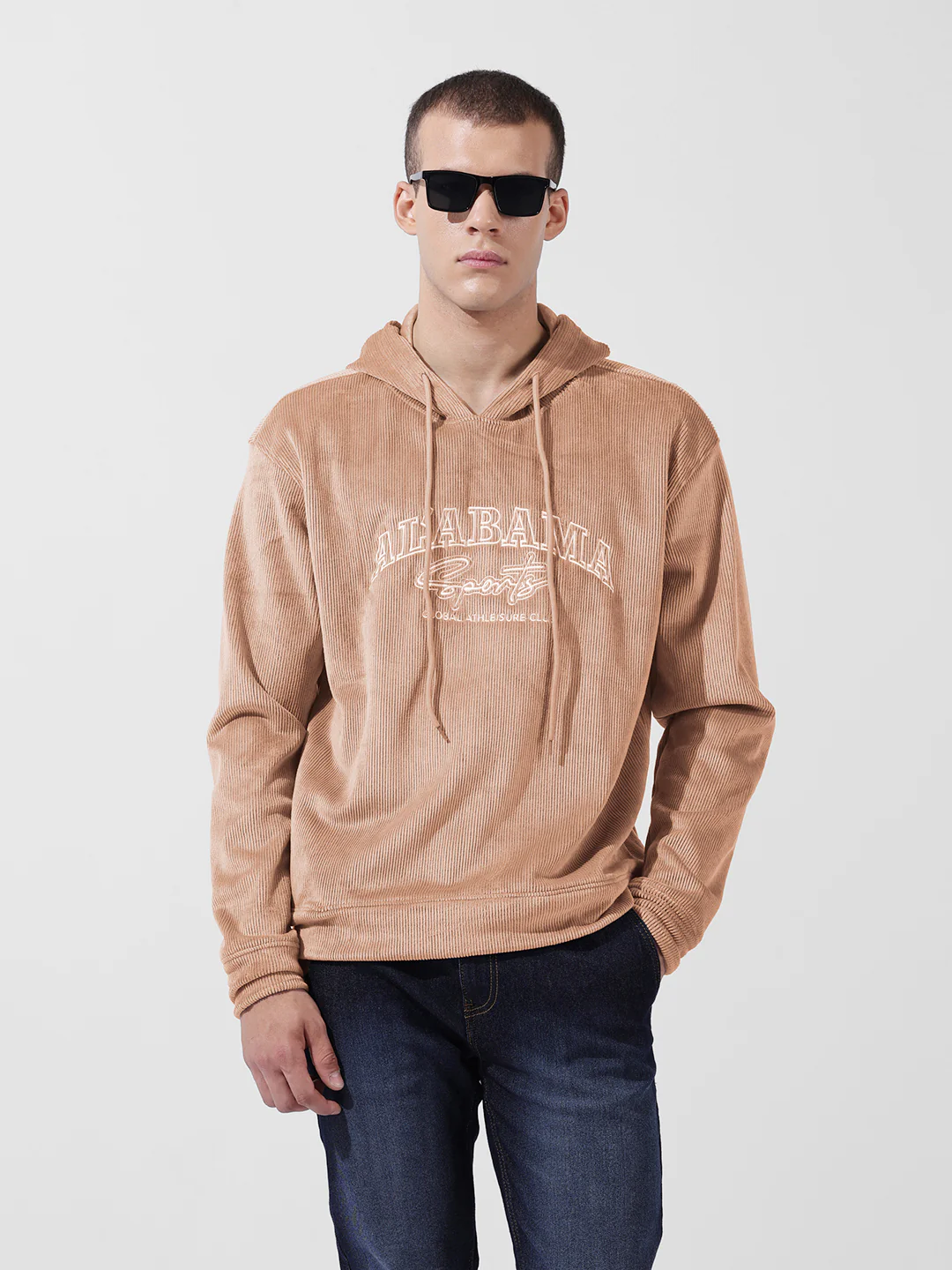 Men's Taupe Regular Fit Textured Casual Sweatshirts - Image 3