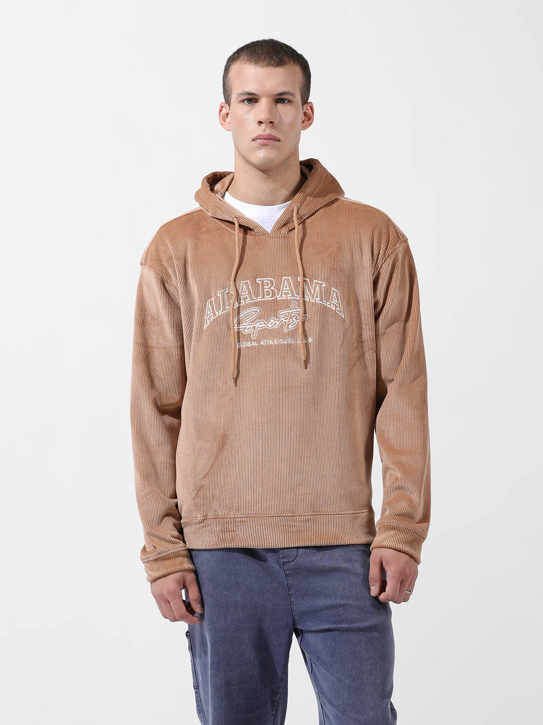 Men's Taupe Regular Fit Textured Casual Sweatshirts - Image 4