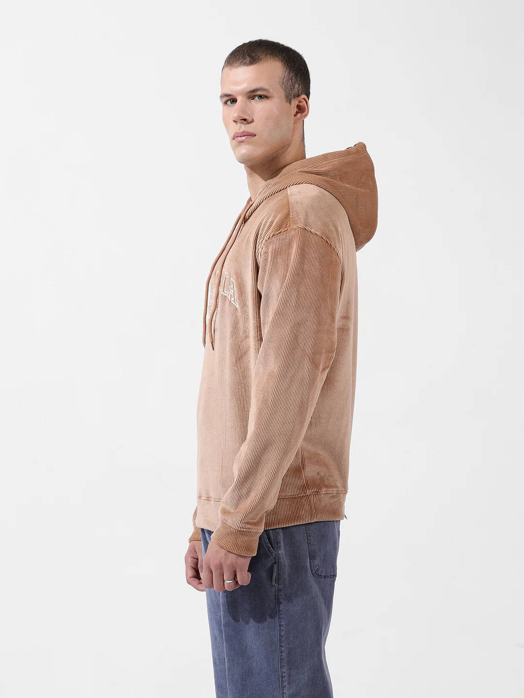Men's Taupe Regular Fit Textured Casual Sweatshirts - Image 5