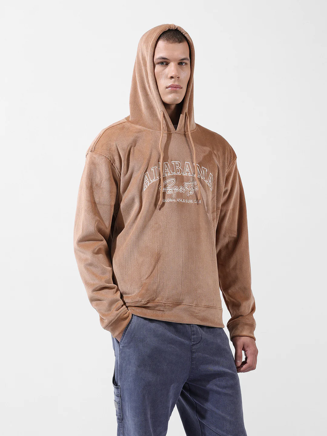Men's Taupe Regular Fit Textured Casual Sweatshirts - Image 6