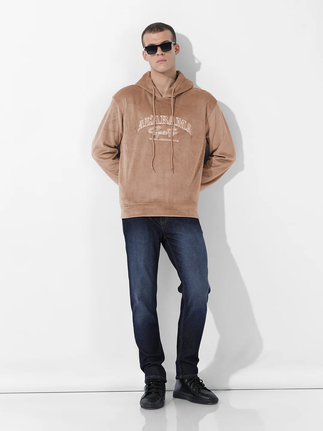 Men's Taupe Regular Fit Textured Casual Sweatshirts - Image 9