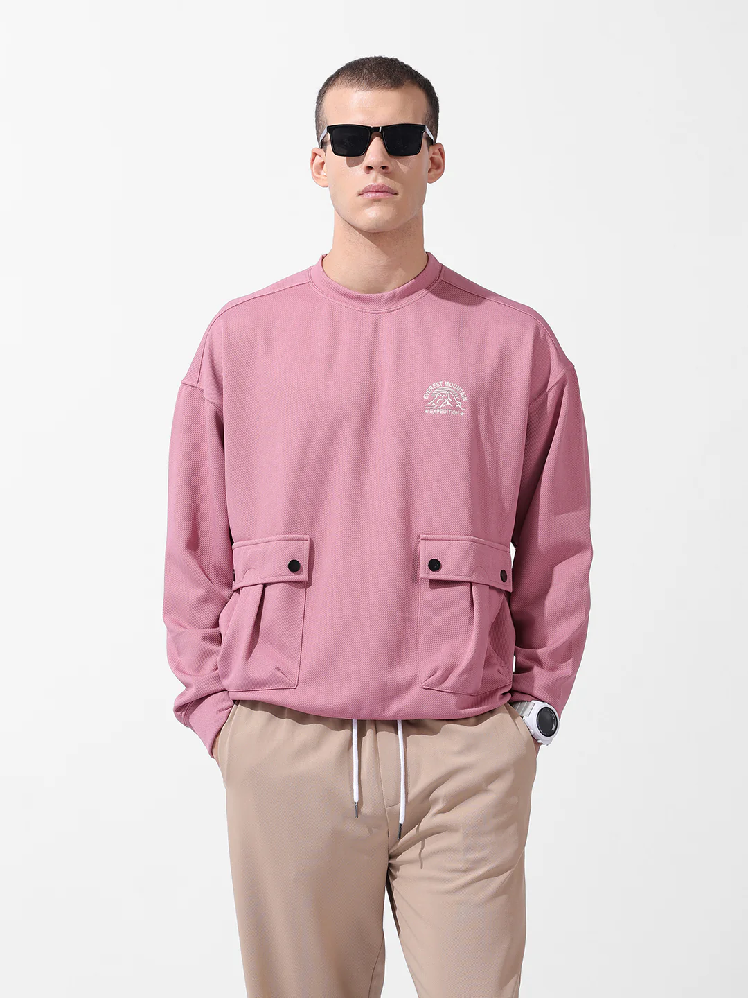 Men's Italian Clay Relaxed Fit Solid Street Wear Sweatshirts - Image 3