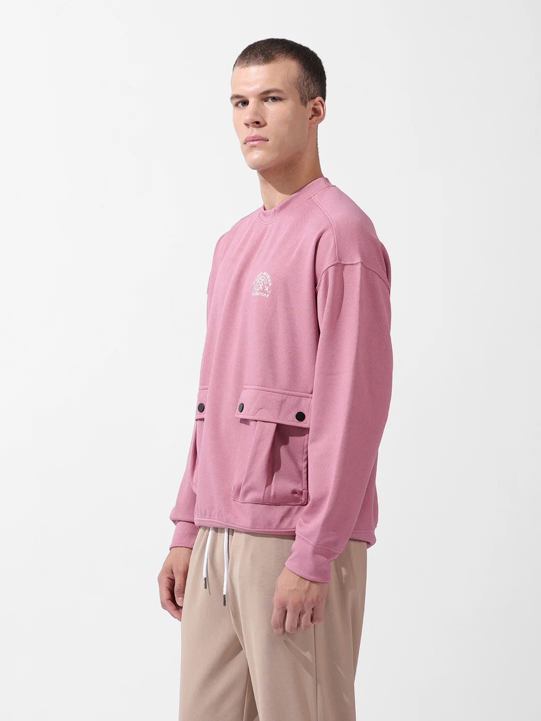 Men's Italian Clay Relaxed Fit Solid Street Wear Sweatshirts - Image 4