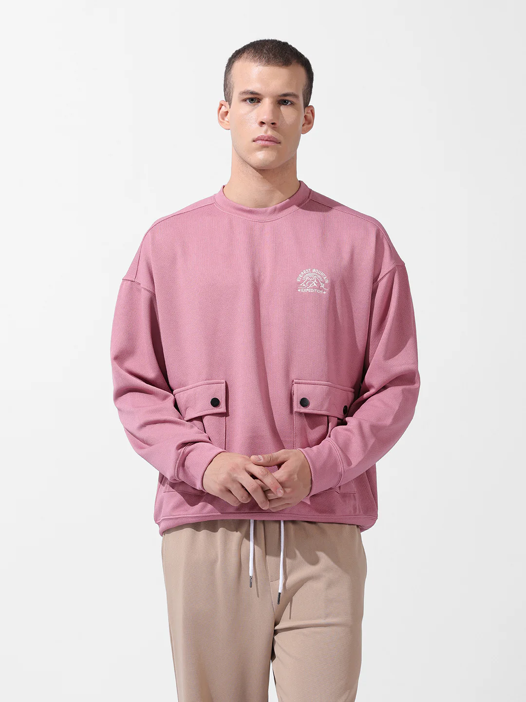 Men's Italian Clay Relaxed Fit Solid Street Wear Sweatshirts - Image 9