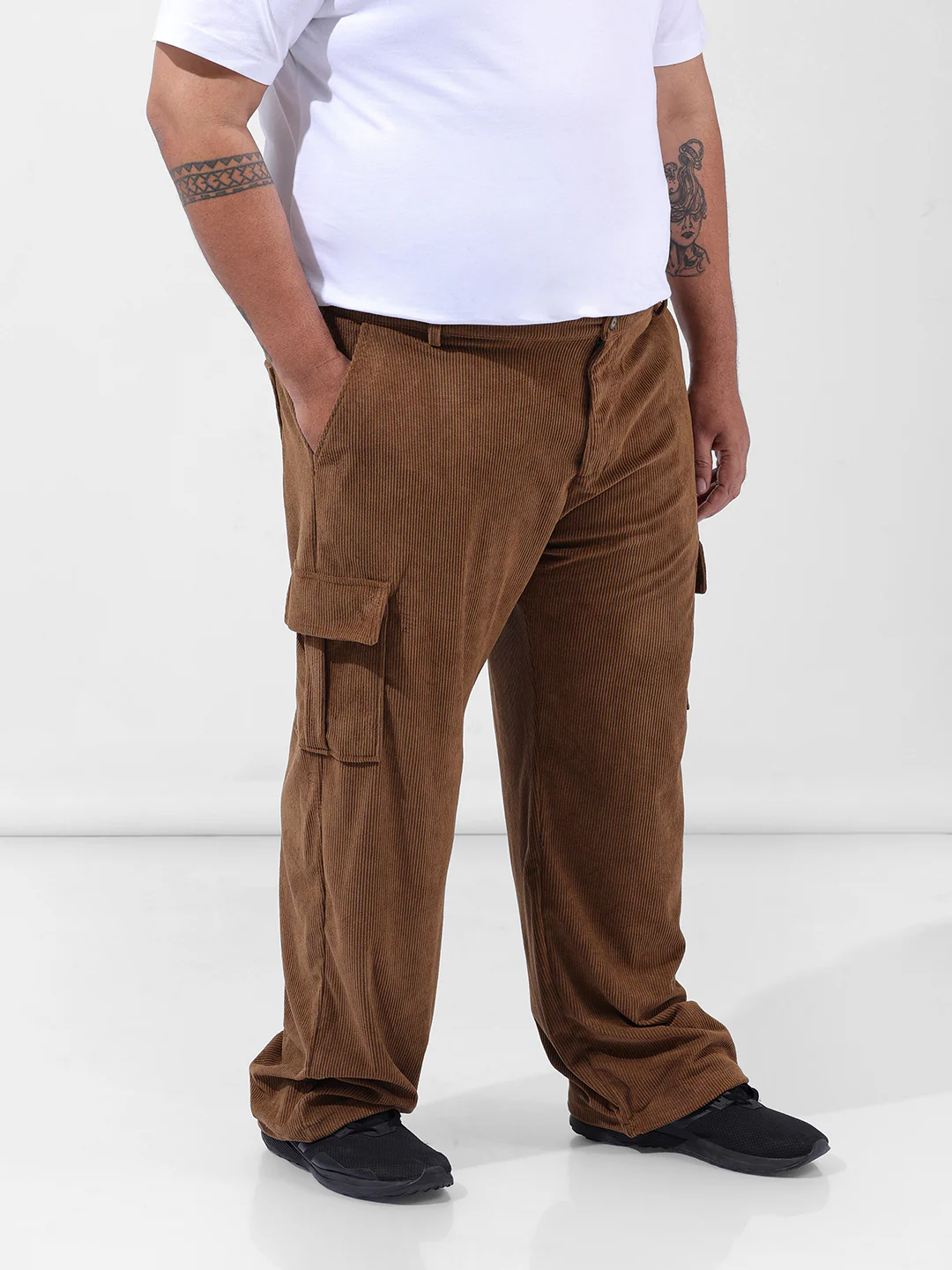 Men's Brown Loose Cargo Utility Joggers - Image 3