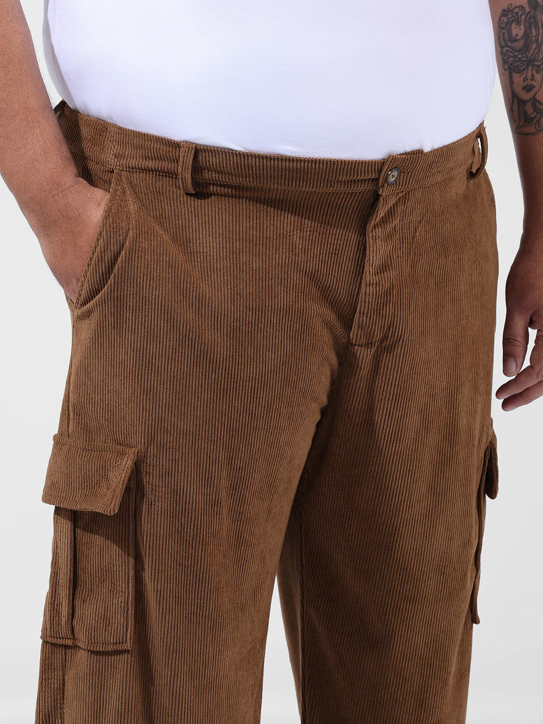 Men's Brown Loose Cargo Utility Joggers - Image 5