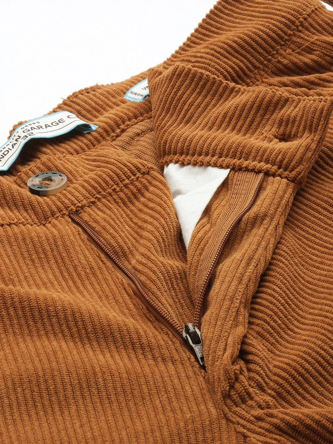 Men's Tan Regular Fit Textured Casual Trouser - Image 7