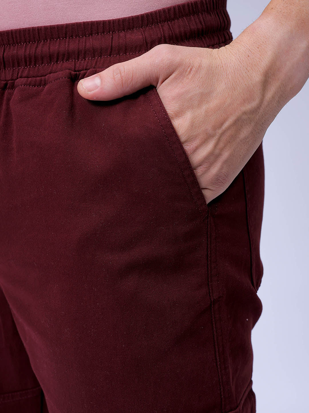 Men's Burgundy Regular Fit Solid Casual Jogger - Image 7
