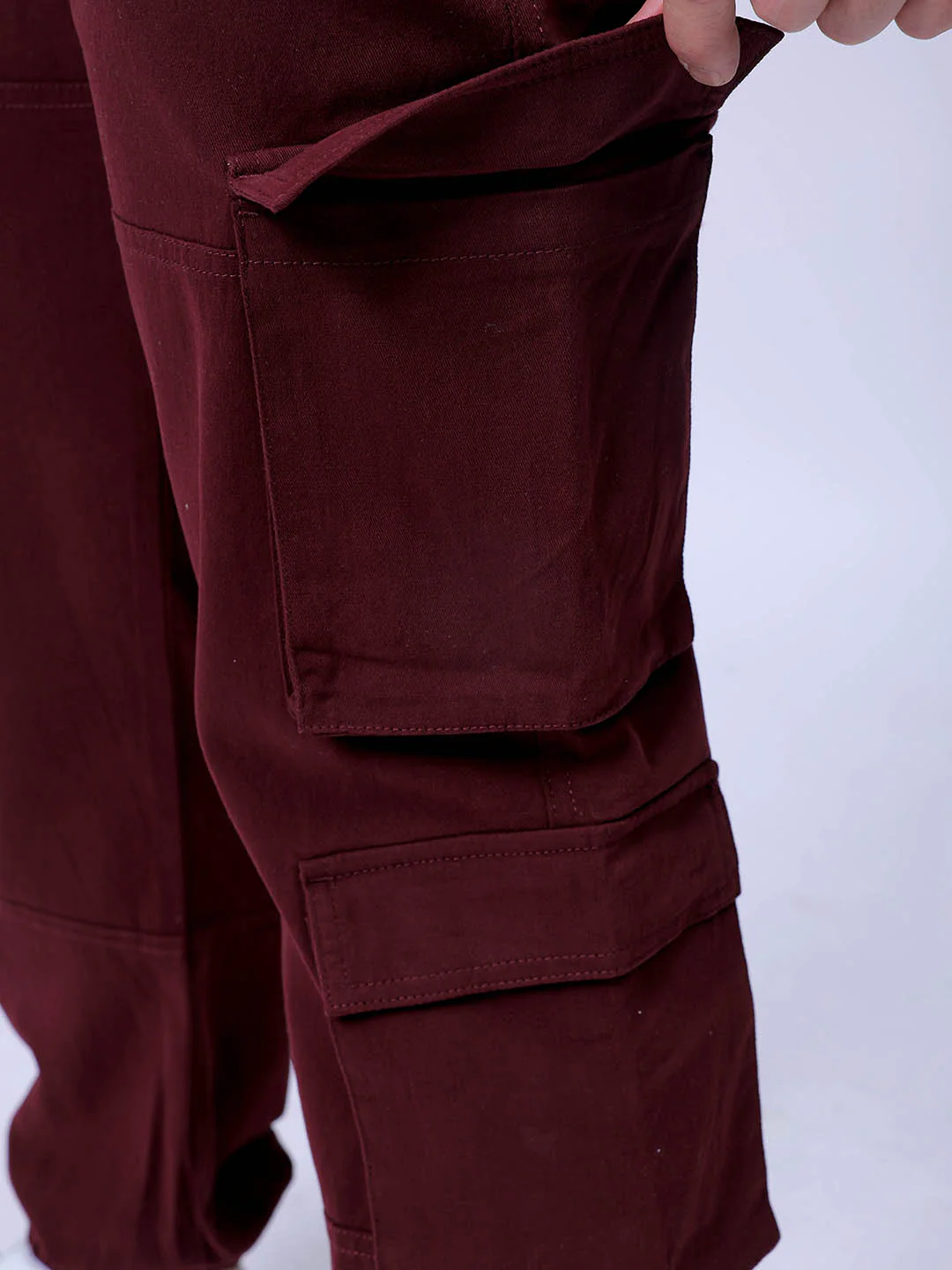 Men's Burgundy Regular Fit Solid Casual Jogger - Image 8