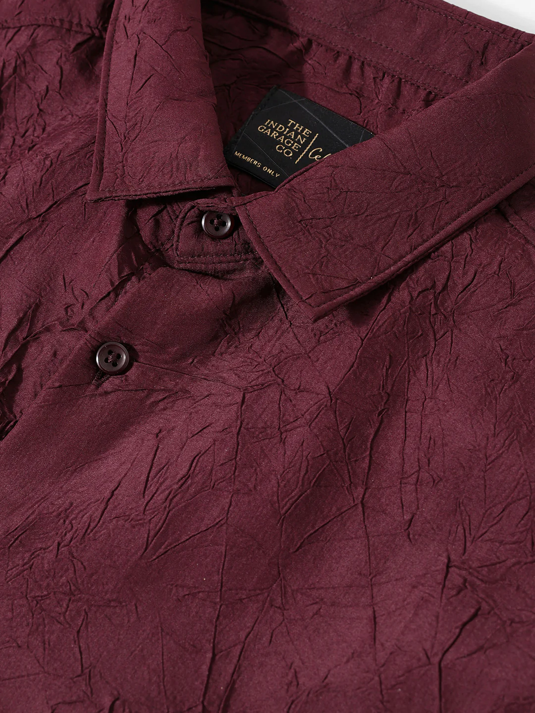 Men's Burgundy Slim Fit Textured Party Wear Shirt - Image 3