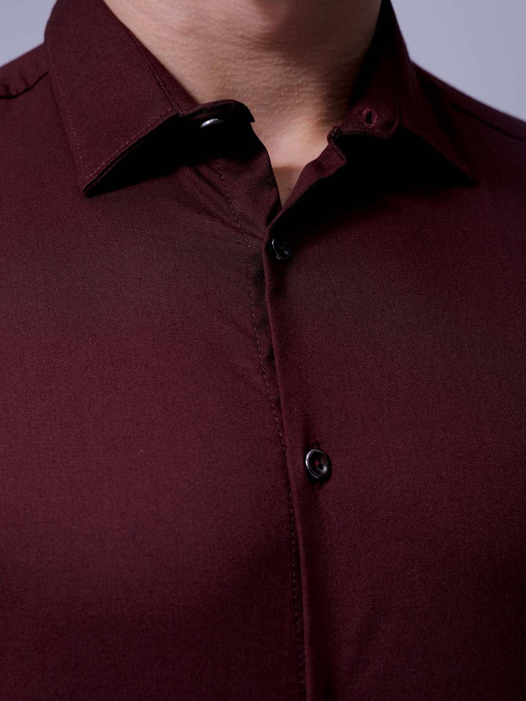 Men's Wine Slim Fit Solid Party Wear Shirt - Image 5