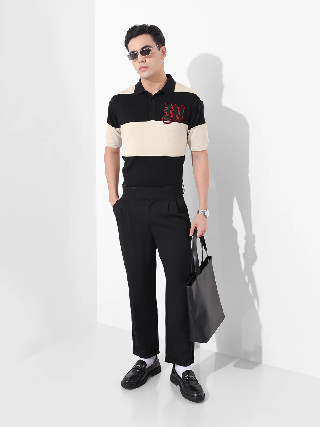 Men's Cream Oversized Fit Textured Flat Knit T-Shirt - Image 9