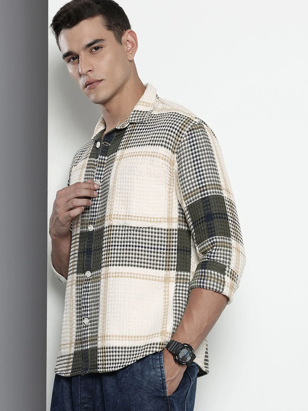 Men's Natural Relaxed Fit Textured Casual Shirt - Image 2