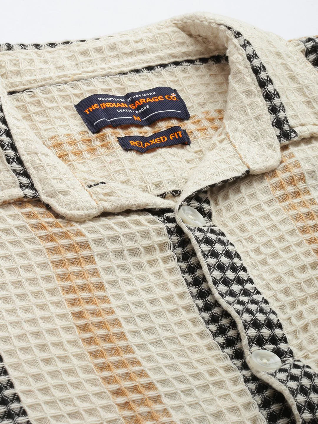 Men's Beige Relaxed Fit Textured Casual Shirt - Image 5